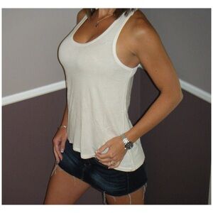 Zipper Racerback Floaty Tank Top Ivory 2015